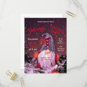 Niedlich frohe Weihnachten Whimsical Gnome Holiday Einladungspostkarte