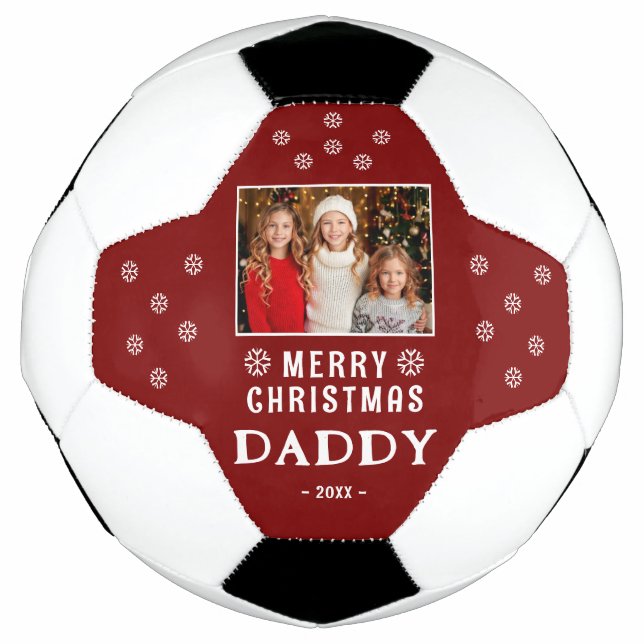 Niedlich frohe Weihnachts Daddy Snowflakes Foto Fußball (Vorderseite)