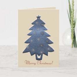 Niedlich Frohe Weihnachts-Denim-Tree-Karte Feiertagskarte