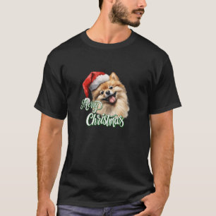 Niedlich frohe Weihnachts-Spitz Tilt Head Santa Ha T-Shirt