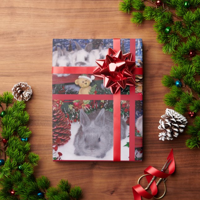 Niedlich Frohe Weihnachtsbunny Rabbit Geschenkpapier (Feiertagsgeschenk)
