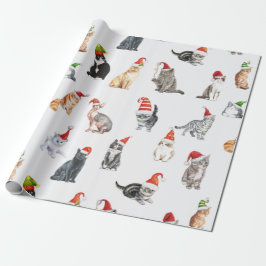 Niedlich frohe Weihnachtskatzen mit Weihnachtsmann Geschenkpapier