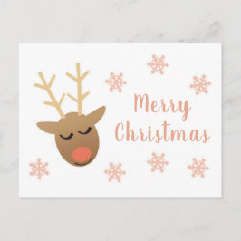 Niedlich Frohe Weihnachtsschmuck Rentier Pink Gold Postkarte