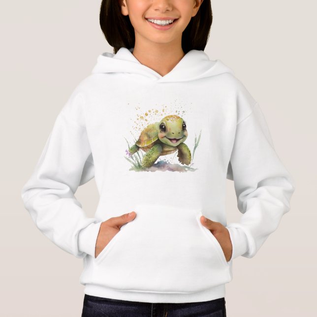 Niedlich fröhliche Tortoise Girl's Pullover Hoodie (Vorderseite)