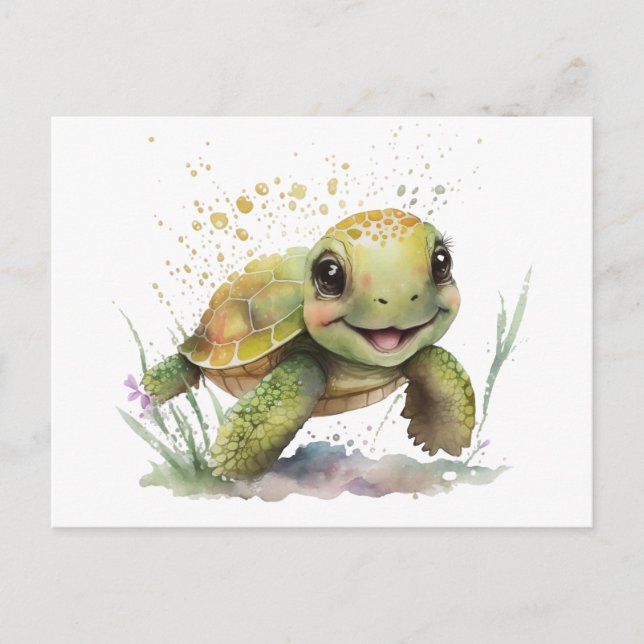 Niedlich fröhliche Tortoise Postkarte (Vorderseite)