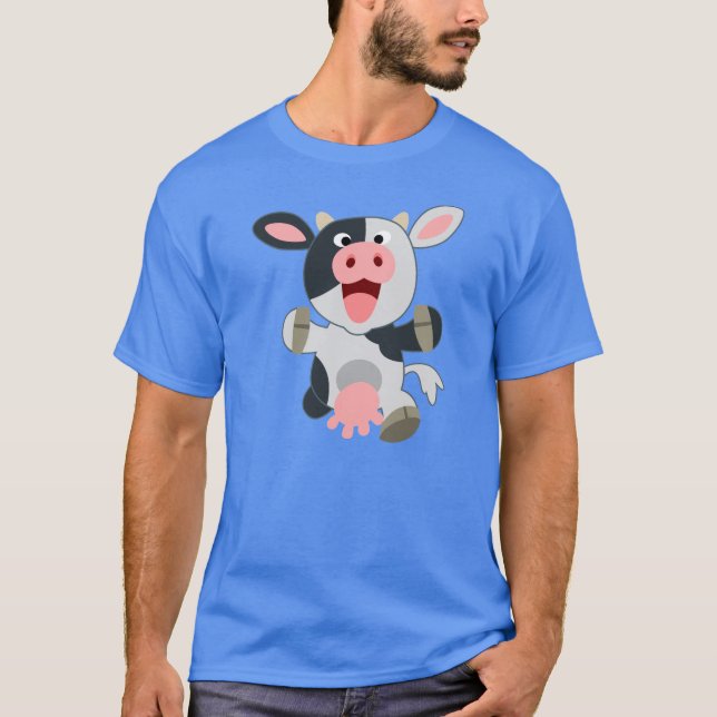 Niedlich fröhlicher Cartoon Kuh T - Shirt (Vorderseite)
