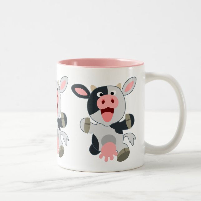 Niedlich-fröhlicher Cartoon Kuh Zweifarbige Tasse (Rechts)