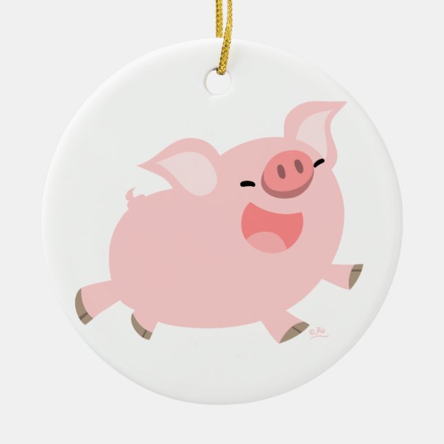 Niedlich-fröhlicher Cartoon Schweinefleisch Keramikornament (Vorne)