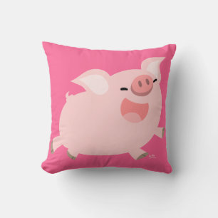Niedlich fröhlicher Cartoon Schweinekissen Kissen