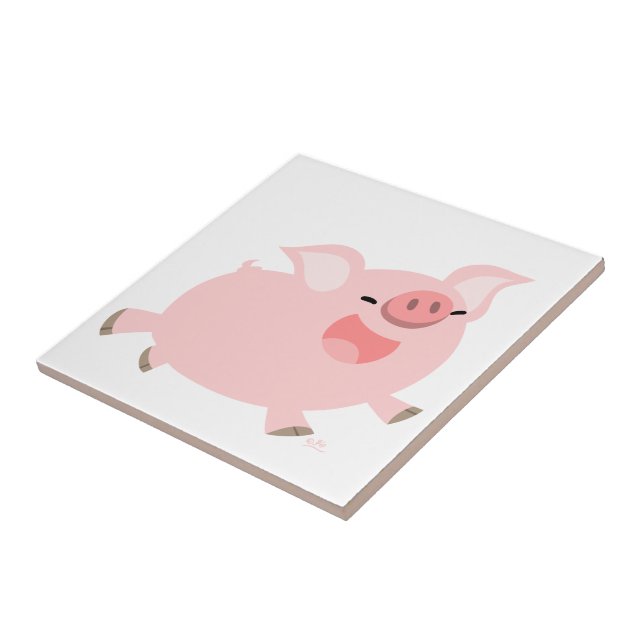Niedlich fröhlicher Cartoon Schweineteile Fliese (Seite)