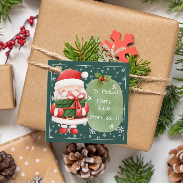 Niedlich fröhlicher Red Santa Merry Weihnachtsstic Geschenkanhänger (Von Creator hochgeladen)