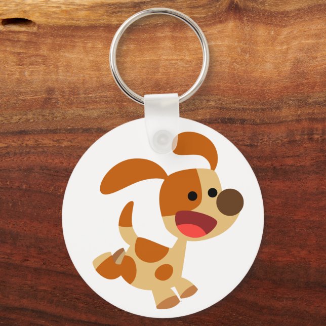 Niedlich Frolcking Cartoon Dog Schlüsselanhänger (Vorderseite)
