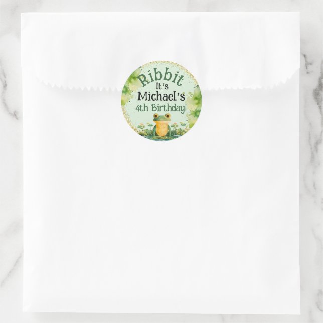 Niedlich Frosch Birthday Party Runder Aufkleber (Tasche)