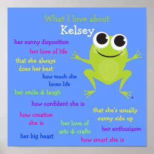 Niedlich Frosch Personalisiertes Kinderposter Poster