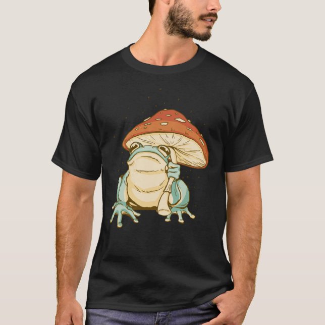 Niedlich Frosch Pilz-Hut-Cotcharcore-Ästhetik Illu T-Shirt (Vorderseite)