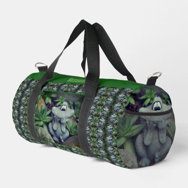 Niedlich Frosch Sukkulärer Garten Personalisiert Duffle Bag (Rechte Ecke)
