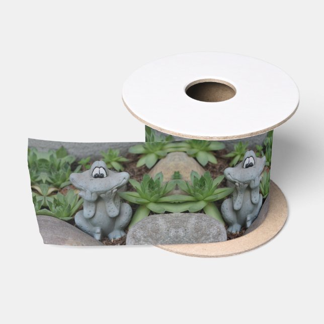 Niedlich Frosch Sukkulärer Garten Satinband (Spule)