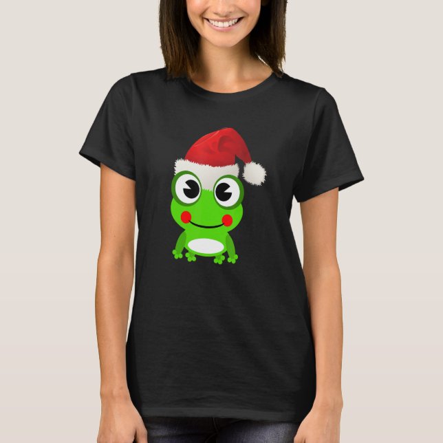 Niedlich Frosch Weihnachtsmannmütze Pet ToChristma T-Shirt (Vorderseite)