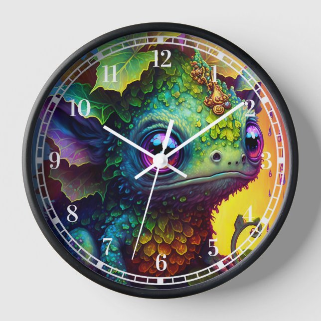 Niedlich Froschmonster-Fantasie Uhr (Vorderseite)