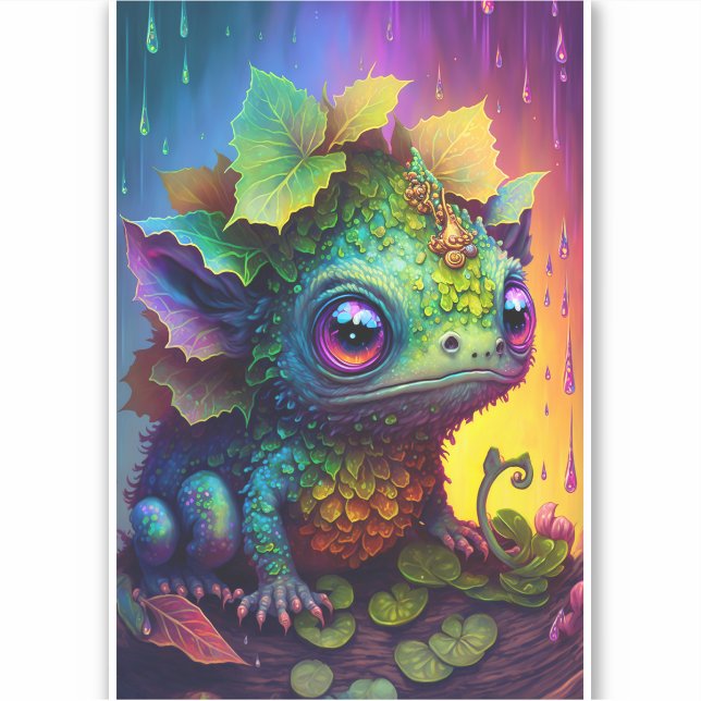 Niedlich Froschmonster Fantasy Art Sticker (Vorderseite)