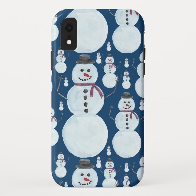 Niedlich Frosty Blue Snowman Wasserfarbmuster Case-Mate iPhone Hülle (Rückseite)