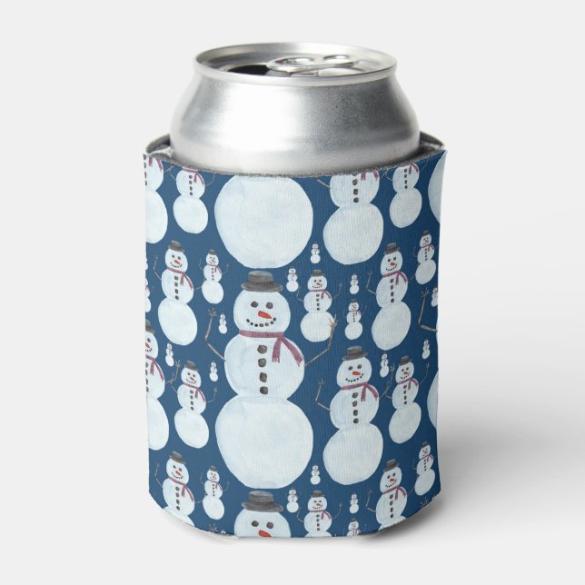 Niedlich Frosty Blue Snowman Wasserfarbmuster Dosenkühler (Kanne Vorderseite)