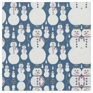 Niedlich Frosty Blue Snowman Wasserfarbmuster Stoff