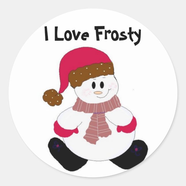 Niedlich Frosty Runder Aufkleber (Vorderseite)