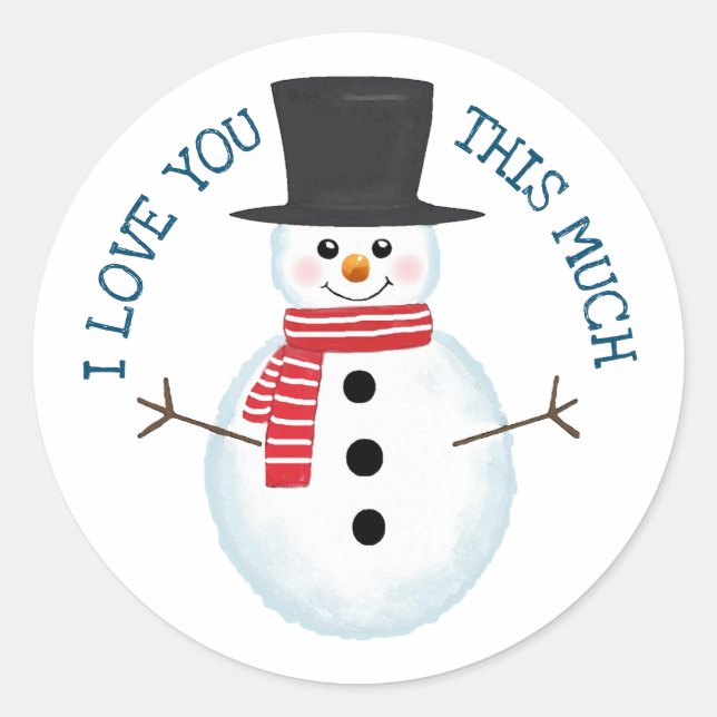 Niedlich Frosty Snowman Liebe Weihnachten Runder Aufkleber (Vorderseite)