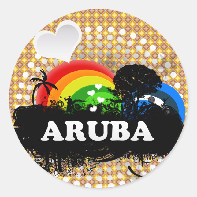 Niedlich Frucht Aruba Runder Aufkleber (Vorderseite)