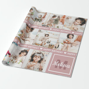 Niedlich Fügen Sie Ihr eigenes Foto Monogram Happy Geschenkpapier