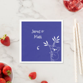 Niedlich Fun Blue Australian Animals Geburtstag Serviette