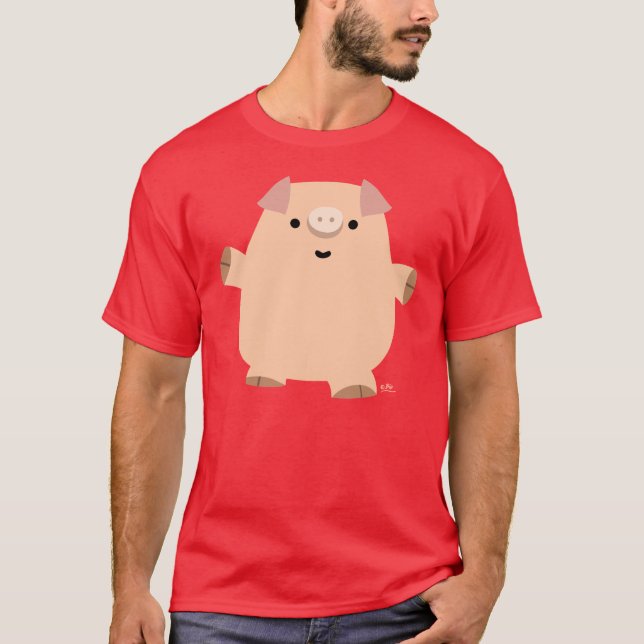 Niedlich Fun Cartoon Pig Männer T - Shirt (Vorderseite)