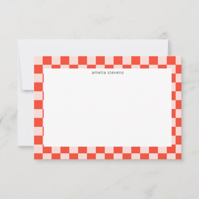 Niedlich Fun Checkerboard Mod, roter geometrischer Dankeskarte (Vorderseite)