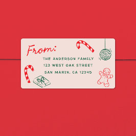 Niedlich Fun Doodles Weihnachtsfeiertag Rücksendea Adressaufkleber