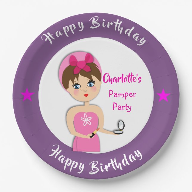 Niedlich Fun Girly Pamper Wellness-Center Party Pe Pappteller (Vorderseite)
