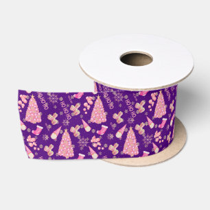 Niedlich Fun Gold Indigo Pink Weihnachtsmuster Satinband