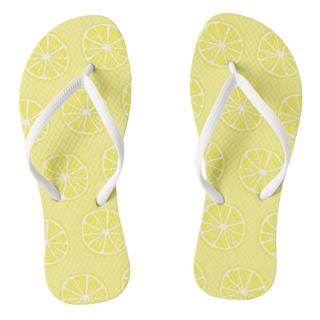 Niedlich Fun Lemon Citrus Slice Muster gelb Flip Flops (Fußbett)