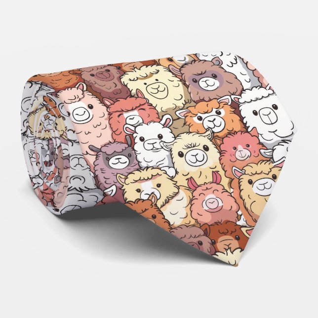 Niedlich Funny Alpaca Llama Neck Tie Krawatte (Gerollt)