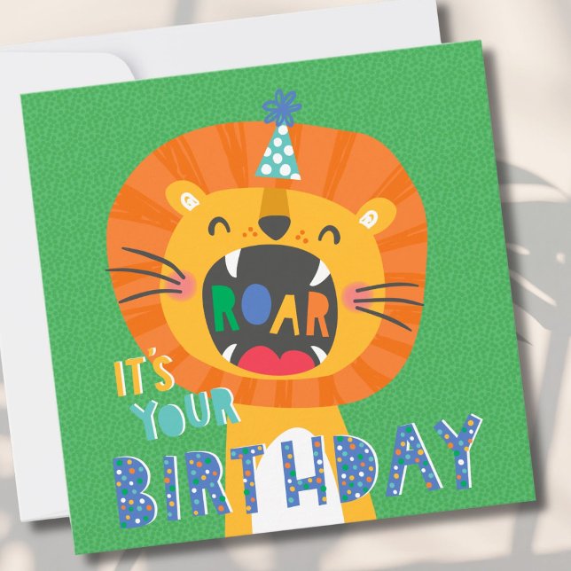 Niedlich Funny Birthday Lion kids Karte (Von Creator hochgeladen)