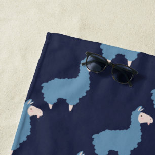 Niedlich Funny Blue Llamas mit Initials Strandtuch