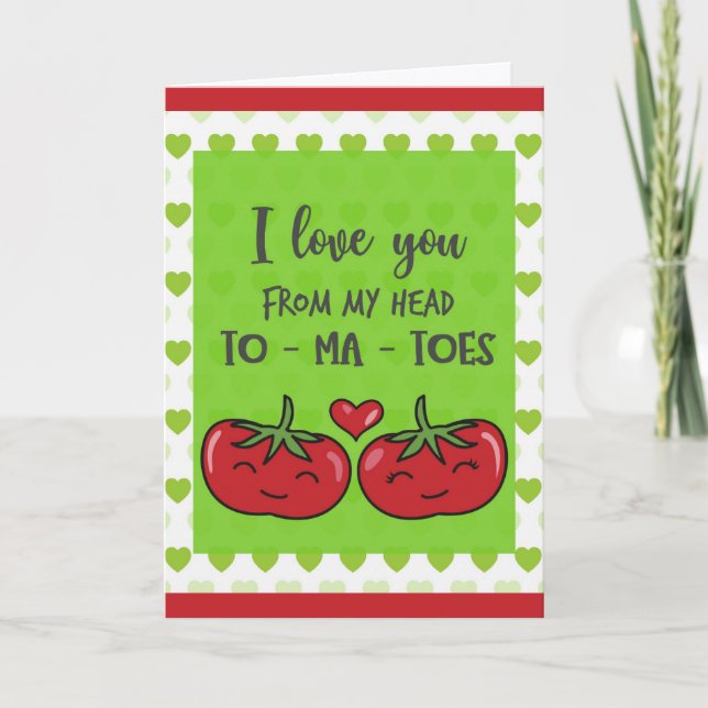 Niedlich Funny Cartoon Tomaten I Liebe Sie Karte (Vorderseite)