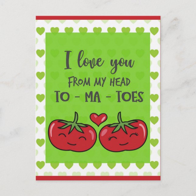 Niedlich Funny Cartoon Tomaten I Liebe Sie Postkarte (Vorderseite)