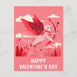 Niedlich Funny Cat Cupid Valentinstag Postkarte