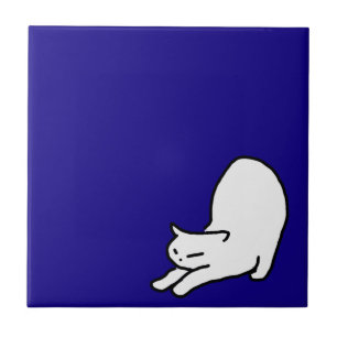 Niedlich & Funny Cat Doodle auf Blue Fliese