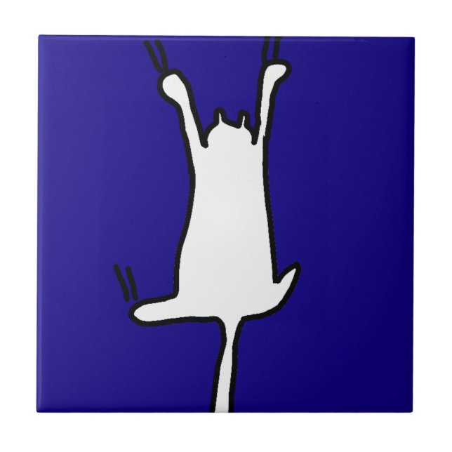 Niedlich & Funny Cat Doodle auf Blue Fliese (Vorderseite)