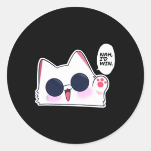 Niedlich Funny Cat Funny Anime Meme Nah I d Win Go Runder Aufkleber