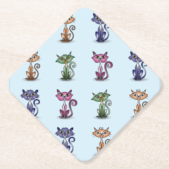 Niedlich Funny Cat Paper Untersetzer (Vorderseite)