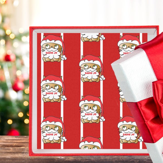 Niedlich Funny Christmas Cartoon Cat Personalisier Seidenpapier (Von Creator hochgeladen)