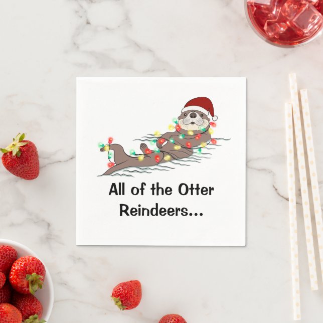 Niedlich Funny Christmas Lights Otter Rentiers Serviette (Beispiel)